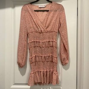 Long sleeve pink floral mini dress